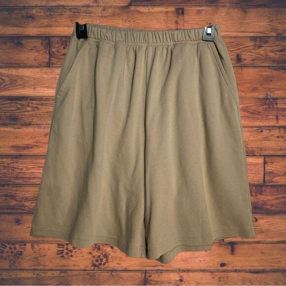 5 for $25🔥Woman Within Tan Elastic Waist Loungewear Shorts Size 12 - Picture 1 of 5